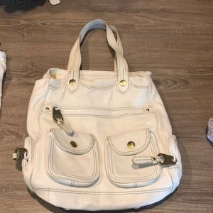 Marc Jacobs soft white leather shoulder tote bag purse.
